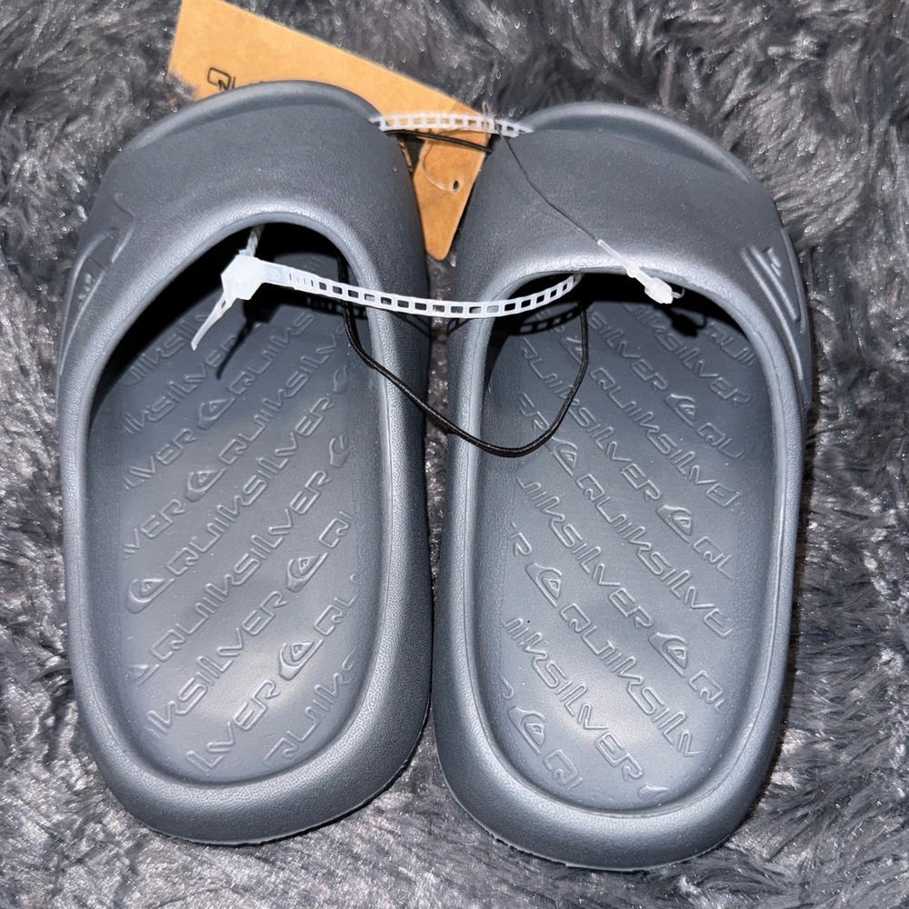 Quiksilver Kids Slide Sandals Size 11/12 Gray Slip On Beach Pool Shoes New NWT